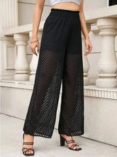 Translucent Elegance Women's Summer High Waist Lace Wide Leg Pants - Himpall